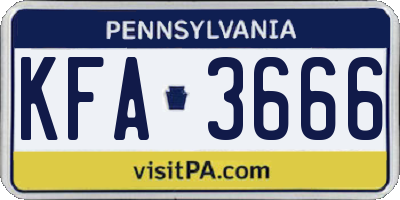 PA license plate KFA3666