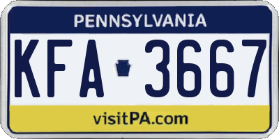 PA license plate KFA3667