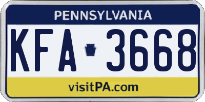 PA license plate KFA3668