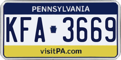 PA license plate KFA3669