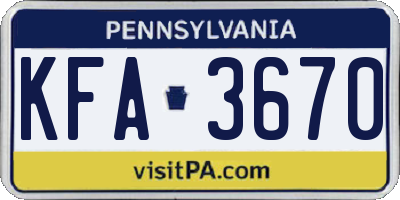 PA license plate KFA3670