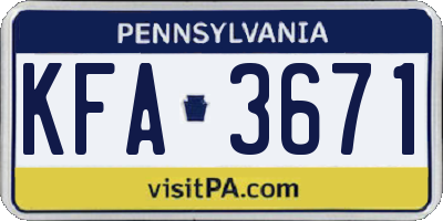 PA license plate KFA3671