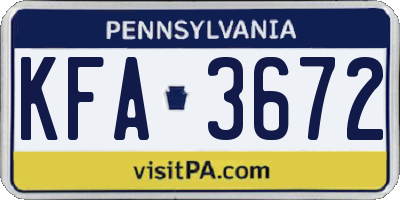 PA license plate KFA3672