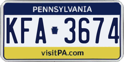 PA license plate KFA3674