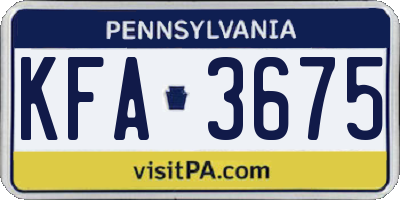 PA license plate KFA3675