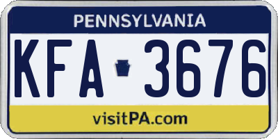 PA license plate KFA3676