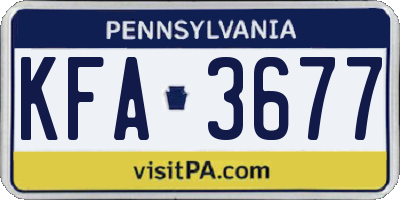PA license plate KFA3677