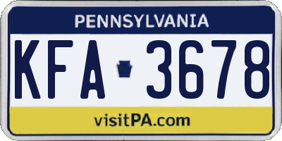 PA license plate KFA3678