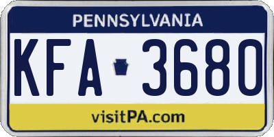 PA license plate KFA3680