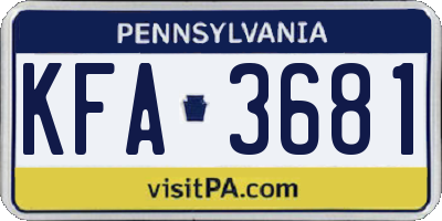PA license plate KFA3681