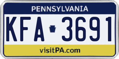 PA license plate KFA3691