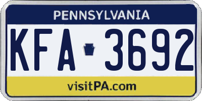 PA license plate KFA3692