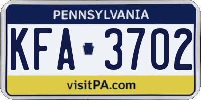 PA license plate KFA3702