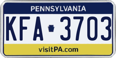 PA license plate KFA3703