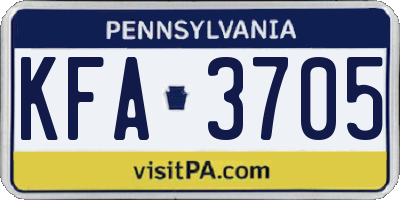 PA license plate KFA3705