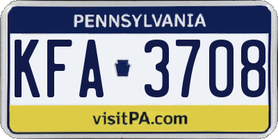 PA license plate KFA3708
