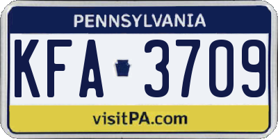 PA license plate KFA3709