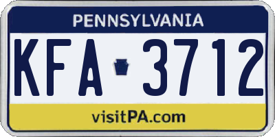 PA license plate KFA3712