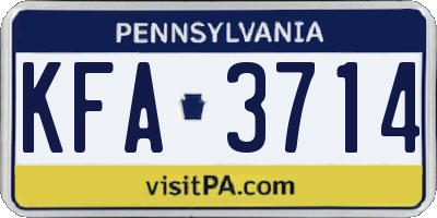 PA license plate KFA3714