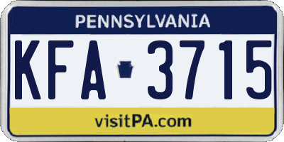 PA license plate KFA3715
