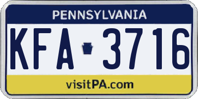 PA license plate KFA3716