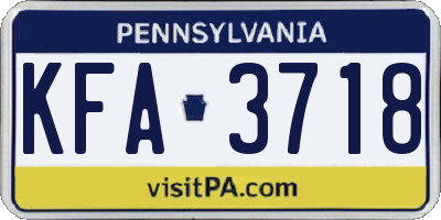 PA license plate KFA3718