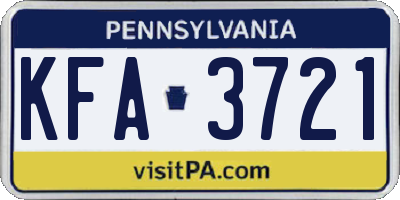 PA license plate KFA3721