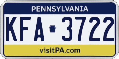 PA license plate KFA3722