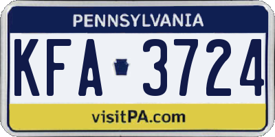 PA license plate KFA3724