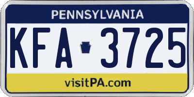 PA license plate KFA3725