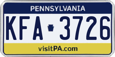 PA license plate KFA3726