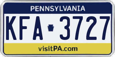 PA license plate KFA3727