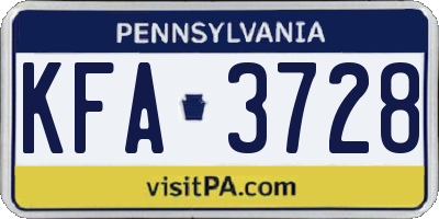 PA license plate KFA3728