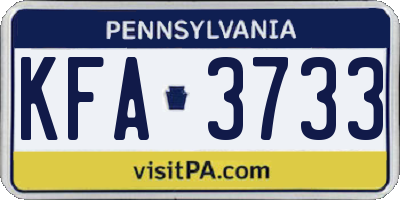 PA license plate KFA3733