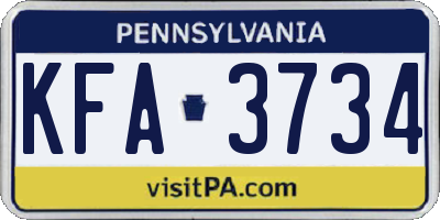 PA license plate KFA3734