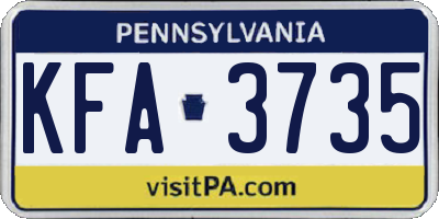 PA license plate KFA3735