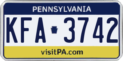 PA license plate KFA3742