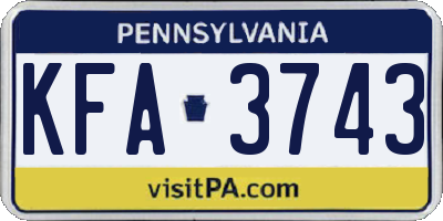 PA license plate KFA3743