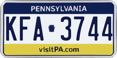 PA license plate KFA3744