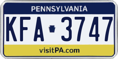 PA license plate KFA3747