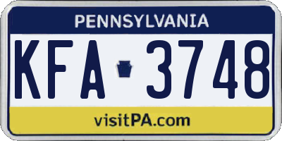PA license plate KFA3748