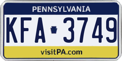 PA license plate KFA3749