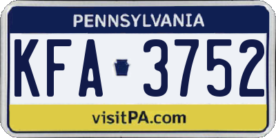 PA license plate KFA3752