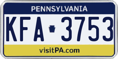 PA license plate KFA3753