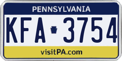 PA license plate KFA3754