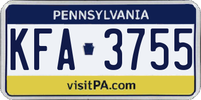 PA license plate KFA3755
