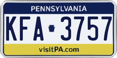 PA license plate KFA3757