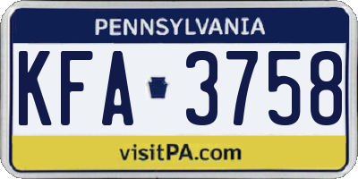 PA license plate KFA3758