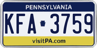 PA license plate KFA3759