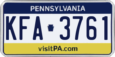 PA license plate KFA3761